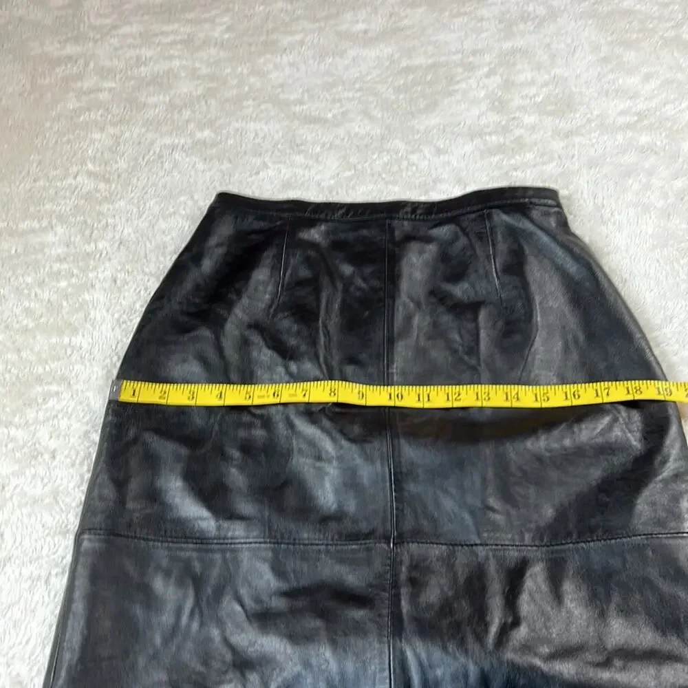 Jaclyn Smith classic black leather pencil‎ skirt, size 8